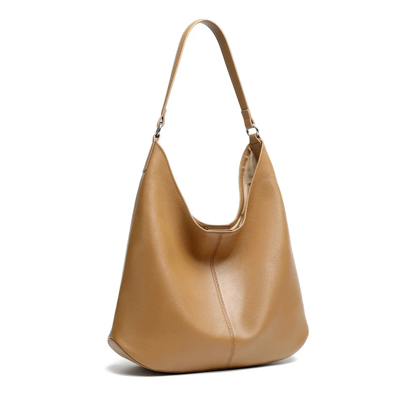 Women Leather Tote Bag Crossbody Shoulder Bag Minimalist Large Capacity Bucket Work Bag