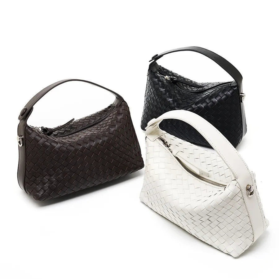 2025 New Genuine Leather Woven Dumpling Bag Soft Sheepskin Chain Crossbody Shoulder Handbag for Women