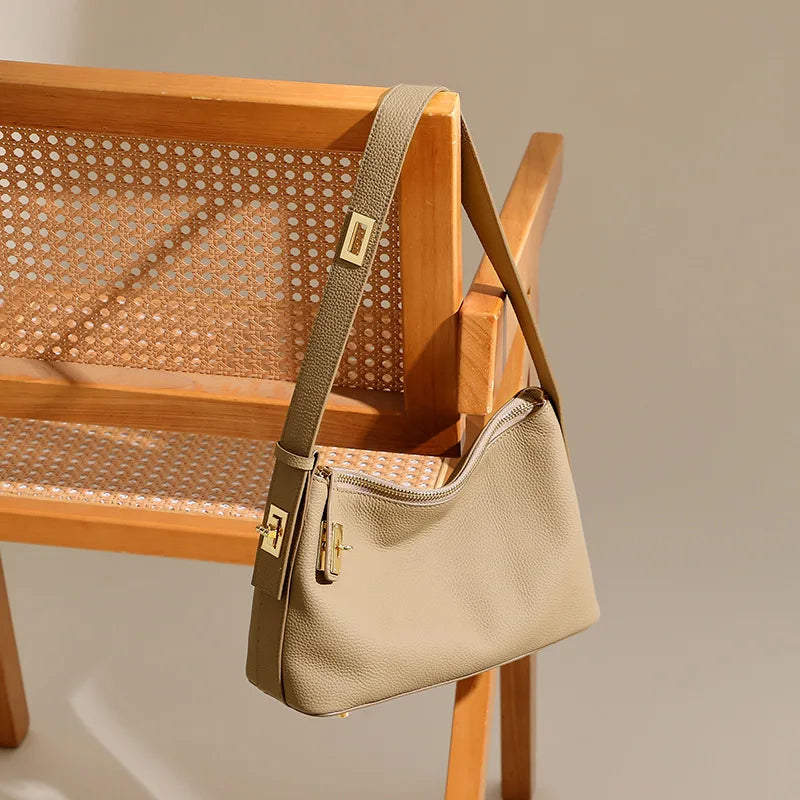 Women's Genuine Leather Handbag 2025 New Fashion Commuter Hobo Bag Elegant Shoulder Crossbody Tote Bag