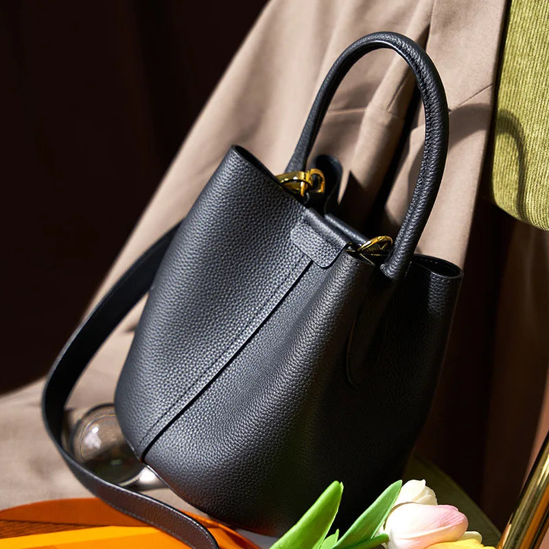 2025 New Fashion Leather Tote Bag for Women Commuter Shoulder Crossbody Bucket Bag Handbag for Spring Summer