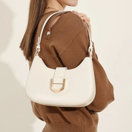 Cowhide Baguette Bag Women's Handbag 2025 Simple Versatile Shoulder Crossbody Bag Niche Design Genuine Leather Bag