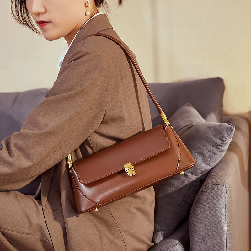 New Fashion Genuine Leather Tote Bag Elegant Versatile Autumn Shoulder Underarm Bag for Women 