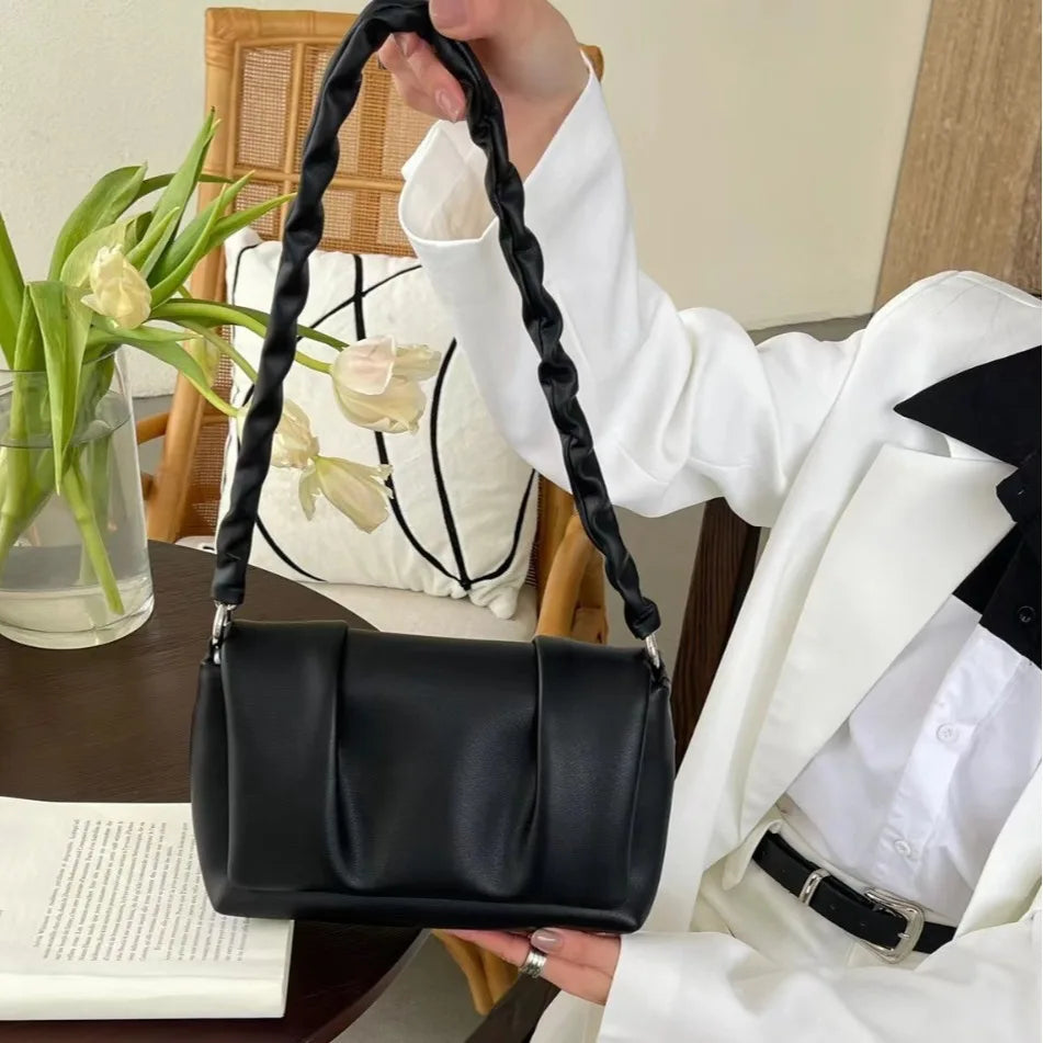 2025 New Cloud Style Pleated Genuine Leather Handbag Shoulder Bag Underarm Bag for Women Luxury Design