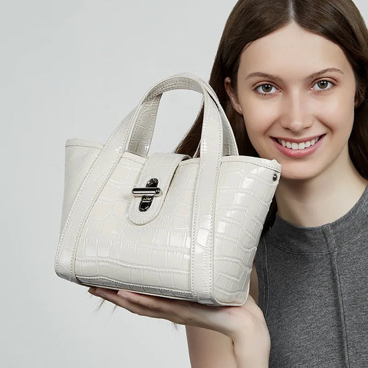 2025 Genuine Leather Women Shoulder Bag Crocodile Pattern Luxury Niche Tote Handbag for Work and Daily Use