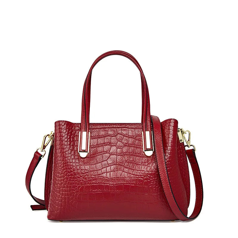Crocodile Pattern Genuine Leather Handbag 2025 New Fashion Elegant Women Tote Versatile Shoulder Bag