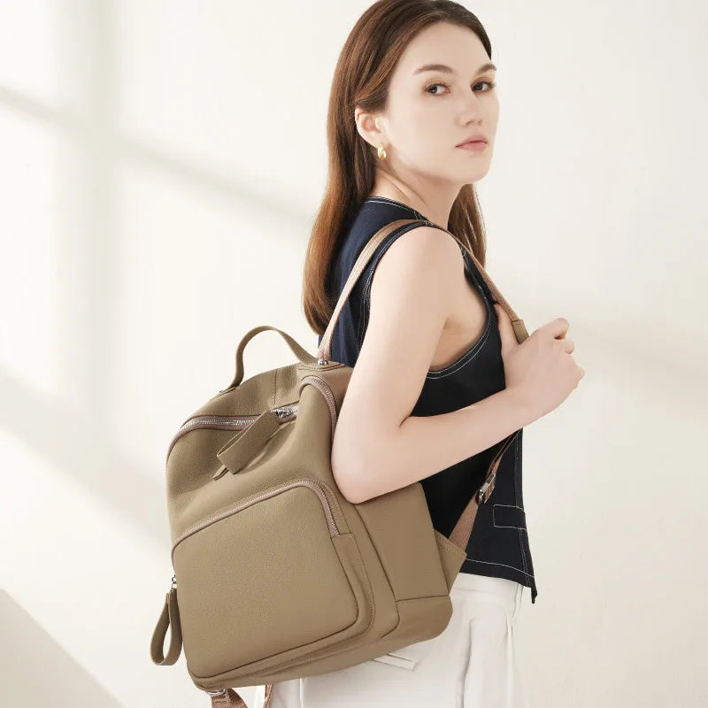 New Leather Laptop Backpack Large Capacity Casual School Travel Work Shoulder Bag for Women 