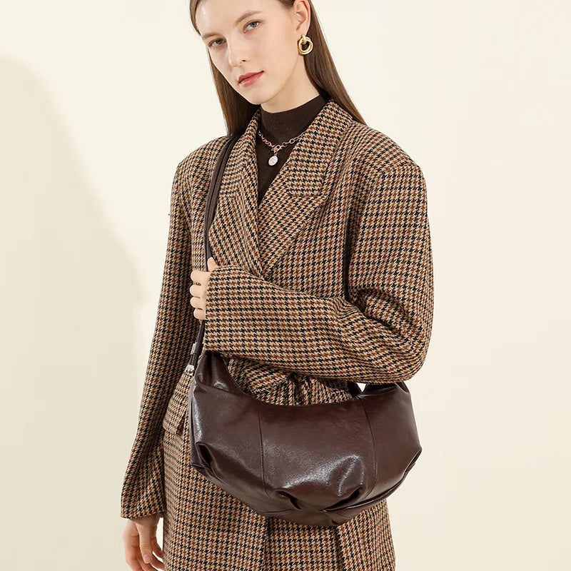 Crossbody Leather Shoulder Bag Original Design Hobo Bag Underarm Large Capacity Women Handbag for Work