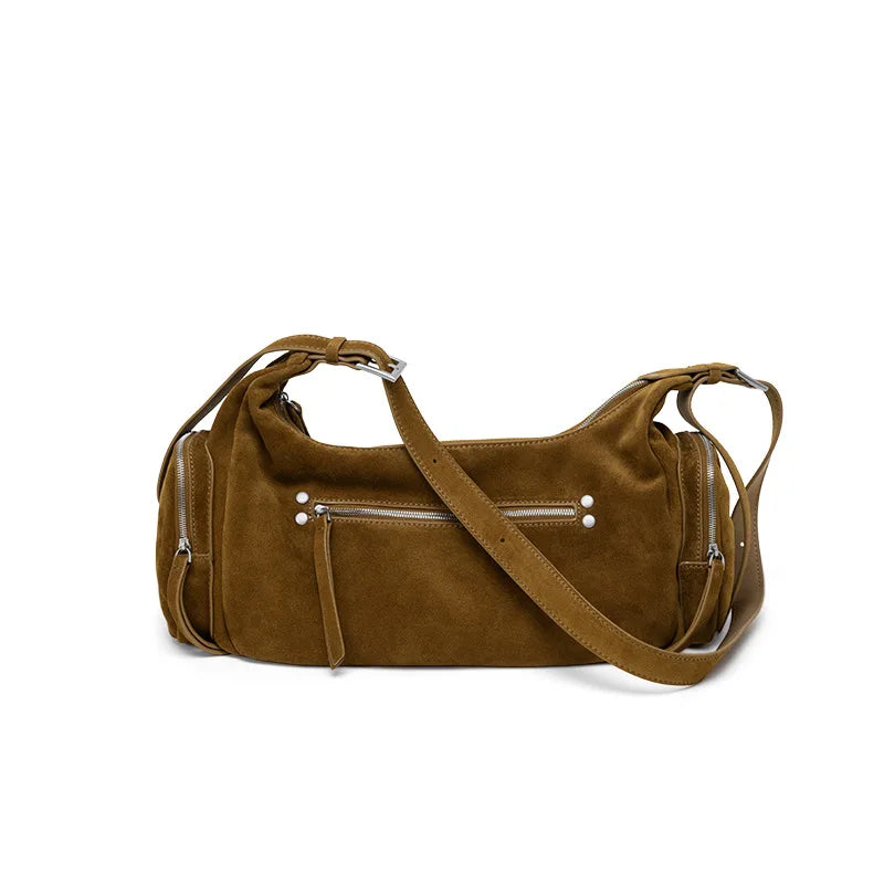 Vintage Leather Women Bag Crossbody Shoulder Handbag Soft Cowhide Motorcycle Bag Luxury Feel