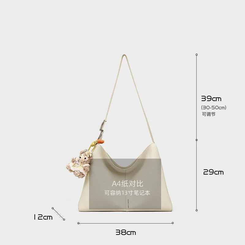 Women's Genuine Leather Tote Bag 2025 New Fashion Large Capacity Versatile Shoulder Crossbody Bag for Work and Daily Use