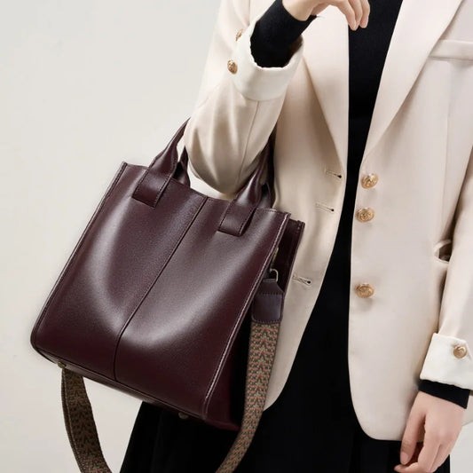 Leather Bucket Shoulder Tote Handbag for Women Large Capacity Crossbody Bag 2025 Autumn Winter New