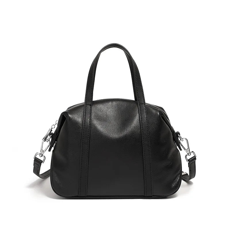 Women Genuine Leather Shoulder Bag 2025 Spring Summer Elegant Niche Boston Pillow Handbag Crossbody Bag