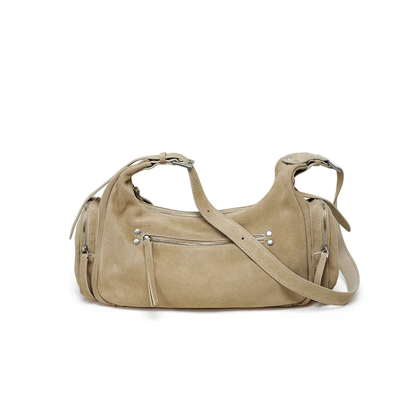 Vintage Leather Women Bag Crossbody Shoulder Handbag Soft Cowhide Motorcycle Bag Luxury Feel