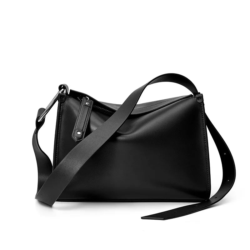 Cowhide Crossbody Bag Women's Genuine Leather Handbag 2025 New Shoulder Pillow Bag Ladies Purses and Handbags Soft Black Bag