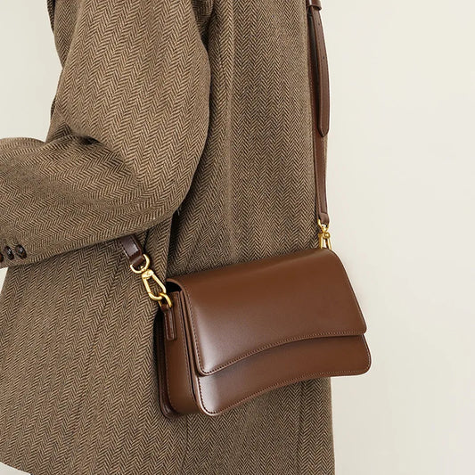 Genuine Leather Crossbody Bags Womens Handbag Cowhide High Quality Flap Bag Shoulder Underarm Bag Ladies Purses and Handbags