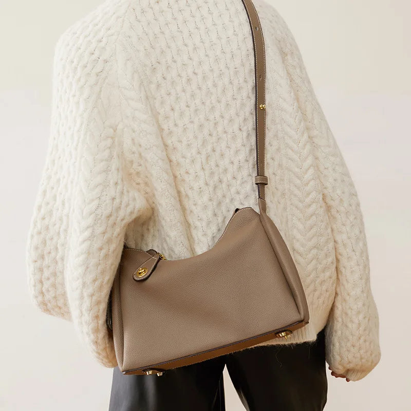 Genuine Leather Crossbody Bag Women's Cow Leather Handbag Shoulder Bag with Adjustable Shoulder Straps Matte Messenger Bags