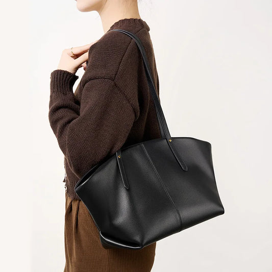 Genuine Leather Women Handbag 2025 New Fashion Casual Shoulder Bag Large Capacity Tote Purse Ladies Top Handle Bag