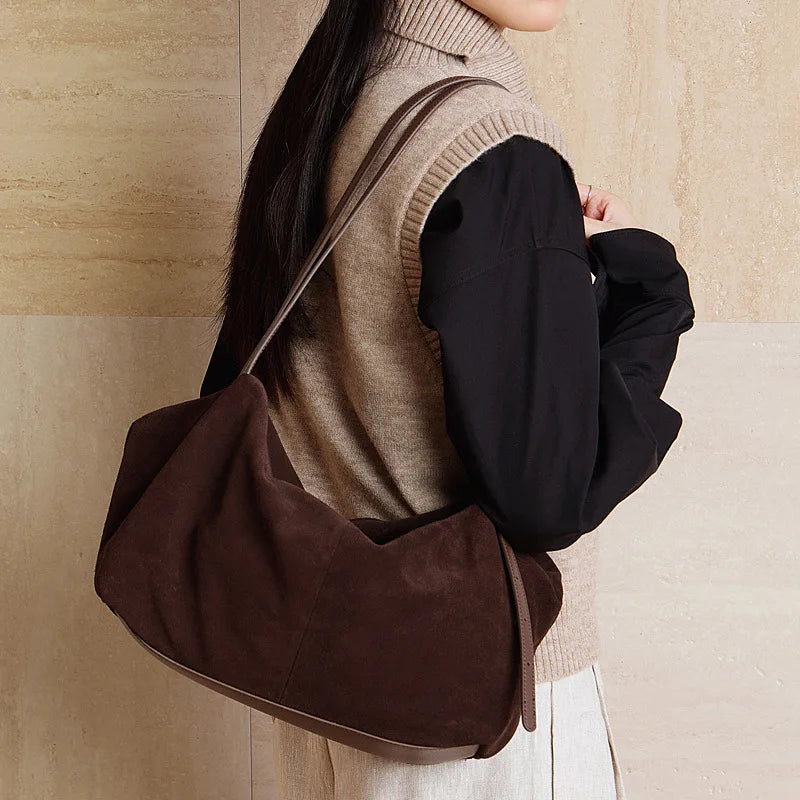 Matte Leather Tote Bag for Women Large Capacity 2025 New Genuine Leather Shoulder Bag Casual Pillow Bag Work Handbag