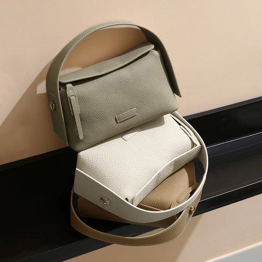 New Genuine Leather Shoulder Bag Vintage Commuter Soft Leather Top Handle Casual Fashion Tote Bag 