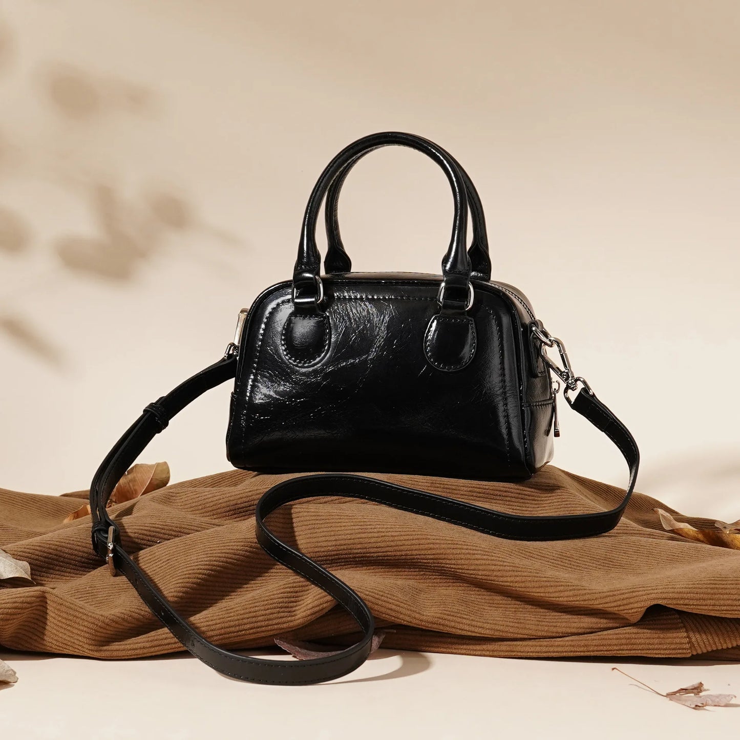 New Genuine Leather Minimalist Boston Bowling Bag High End Large Capacity Women Handbag Pillow Bag