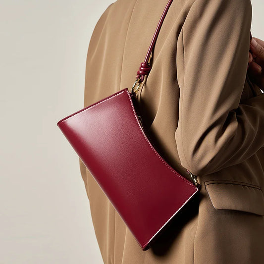 2025 French Style Underarm Baguette Shoulder Bag for Women Genuine Leather Elegant Luxury Handbag