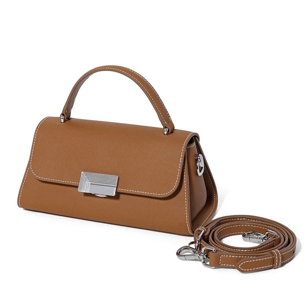 Autumn Winter New Genuine Leather Handbag Small Tote Crossbody Shoulder Bag Fashionable Versatile Women Bag