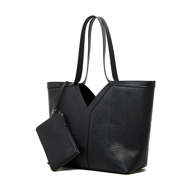 Genuine Leather Tote Bag Simple Korean Style Shoulder Bag Large Capacity Women's Underarm Handbag Cowhide