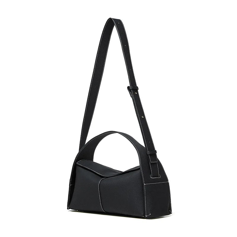 Autumn Winter Genuine Leather Top Layer Detachable Handle Crossbody Shoulder Bag for Women
