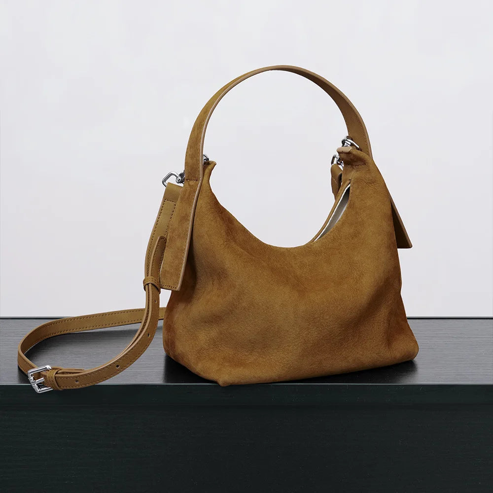 New Matte Leather Shoulder Bag Lunch Box Crossbody Genuine Leather Tote Handbag Luxury Women Bag 