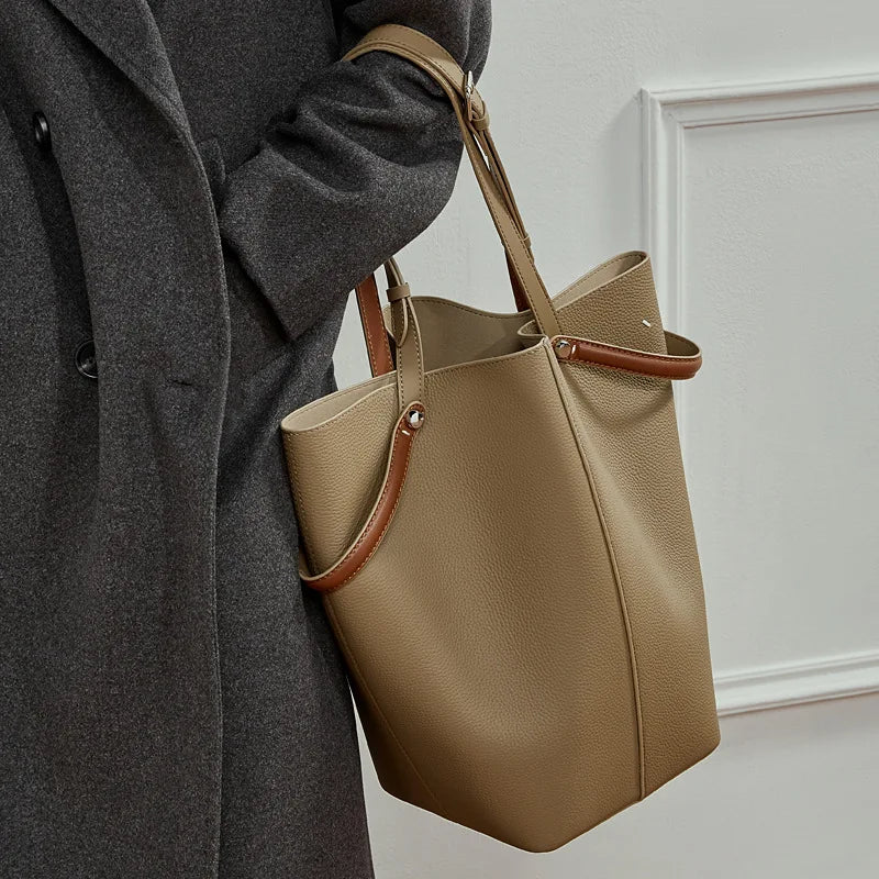 Women Tote Bag Leather Shoulder Bag Large Capacity Bucket Bag Handbag for Work Fashion Casual Elegant Design