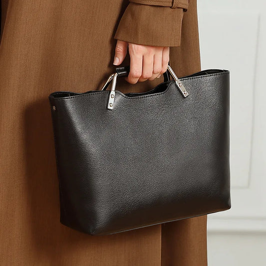 Genuine Leather Women Crossbody Bag Vintage Handbag First Layer Cowhide Tote Minimalist Shoulder Bag Large Work Bag