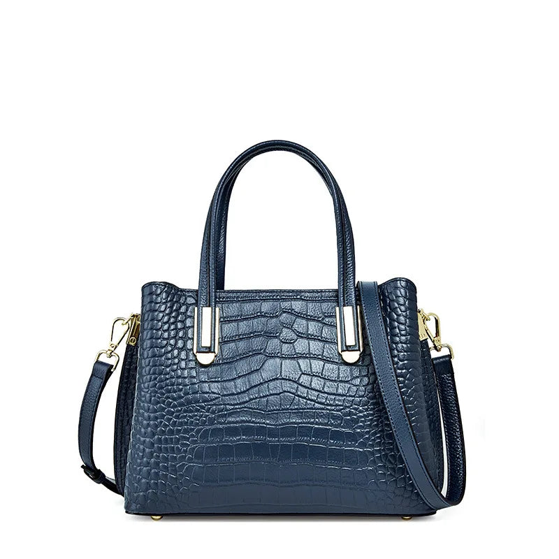 Crocodile Pattern Genuine Leather Handbag 2025 New Fashion Elegant Women Tote Versatile Shoulder Bag