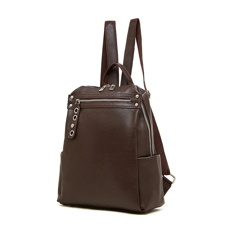 Genuine Leather Backpack Women Large Capacity Travel Casual Lightweight Shoulder Bag 2025 New Small Niche Design