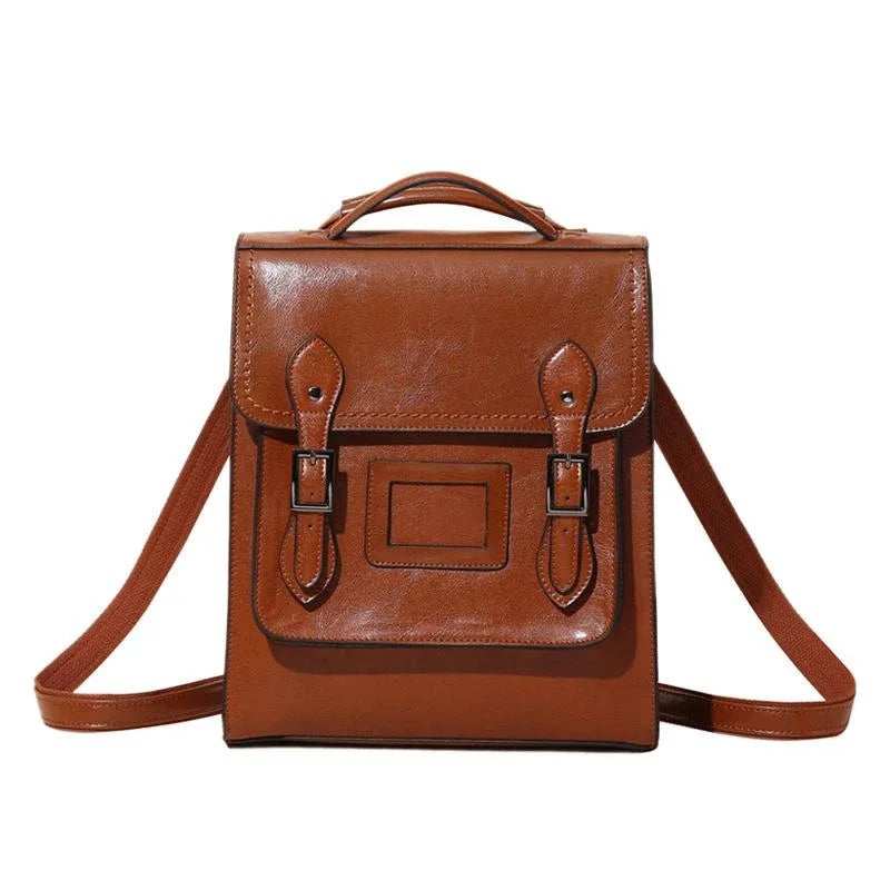 Genuine Leather Women Backpack 2025 New Lightweight Fashion Retro British Style Cambridge Bag Large Capacity