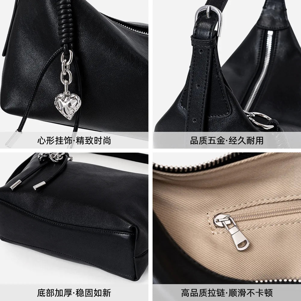 Korean Stylish Genuine Leather Women Tote Bag Large Capacity Shoulder Crossbody Handbag 
