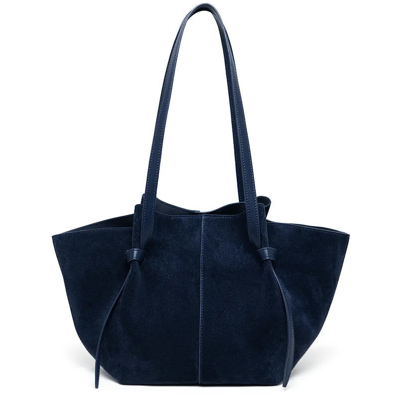 Large Capacity Tote Bag Women Luxury Feel Handbag Suede Leather Wing Bag Genuine Leather Shoulder Bag