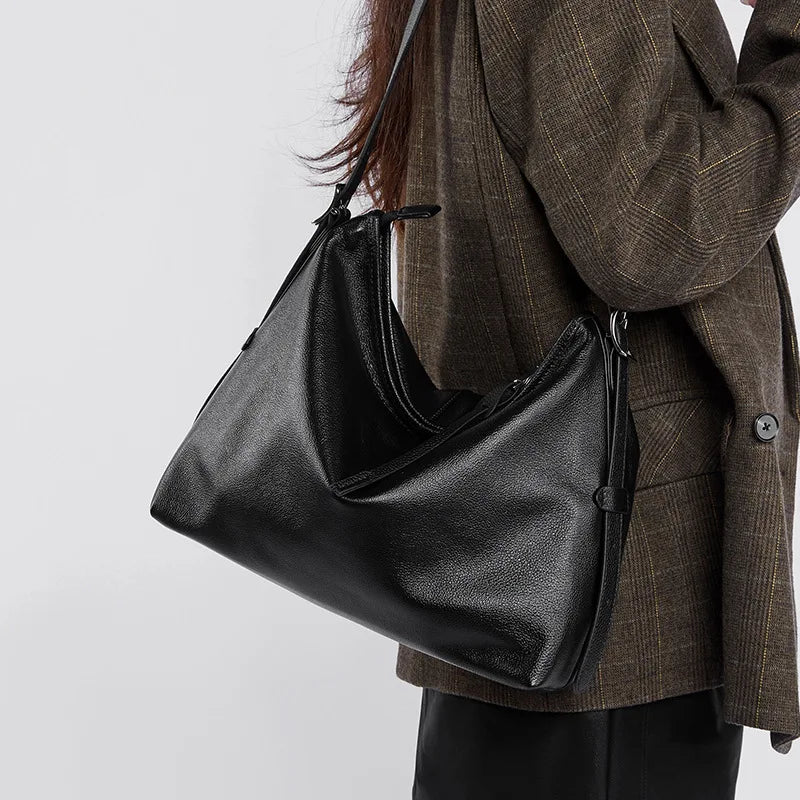 Genuine Leather Women's Handbags Large Capacity Tote Bag 2025 New Shoulder Underarm Bag Retro Ladies Fashion Handbags Soft Bags