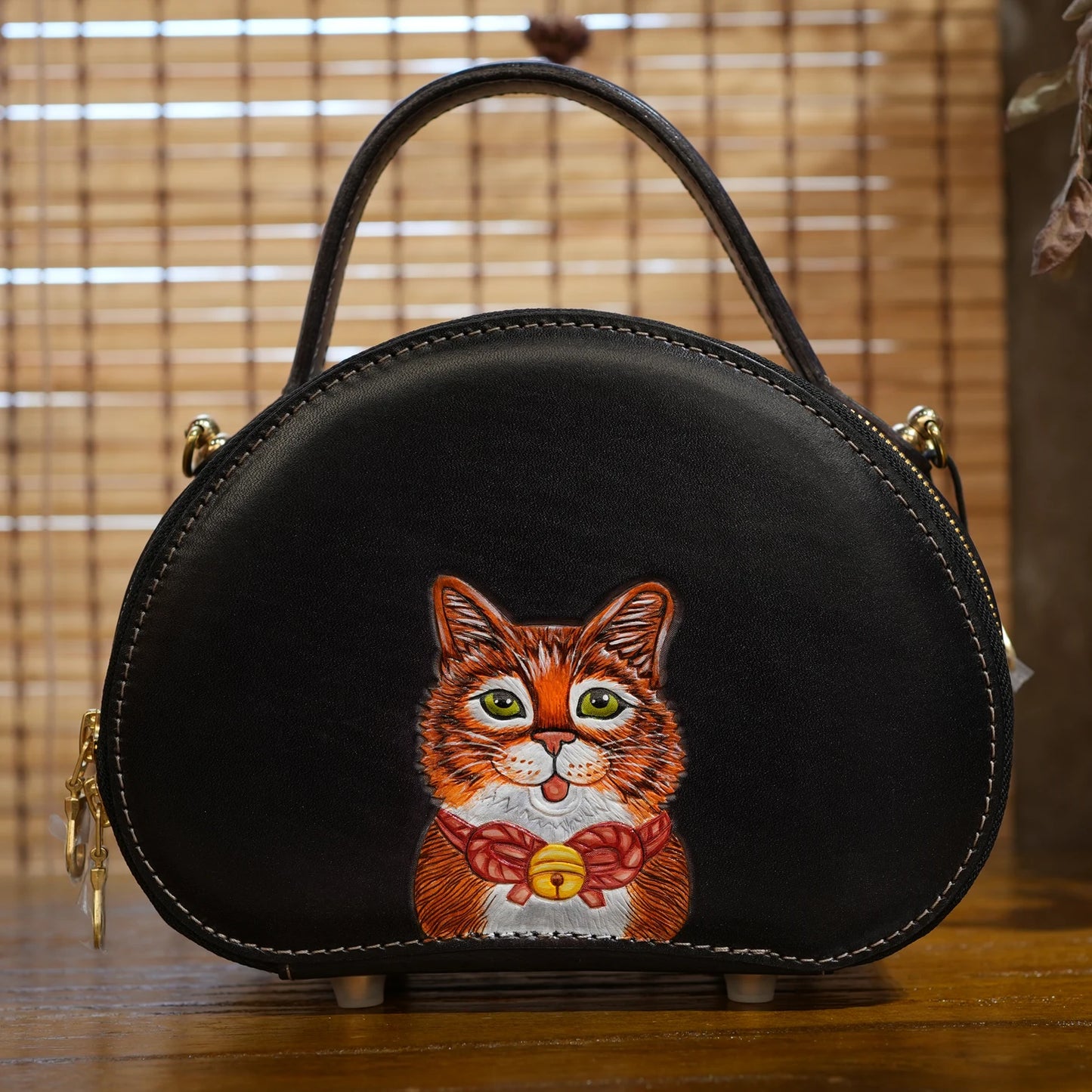 Women's Genuine Leather Handbag Hand Carved Crossbody Bag Ladies Top-Handle Bags Handmade Luxury Handbags Hard