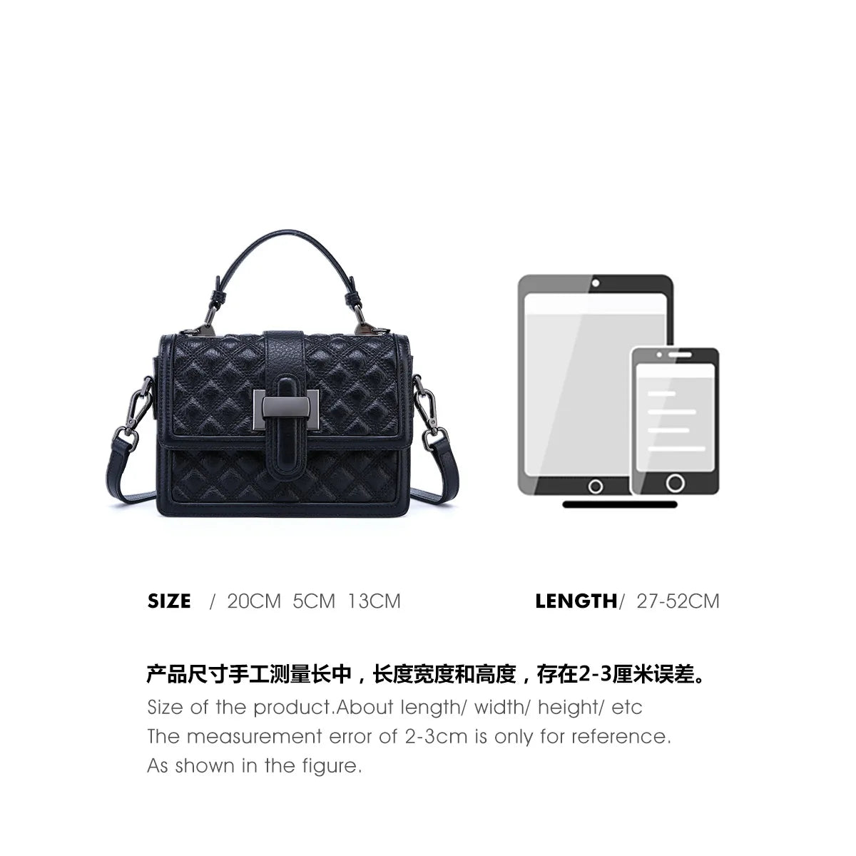 Women Genuine Leather Handbag 2025 New Trend Fashion Versatile Quilted Shoulder Crossbody Bag