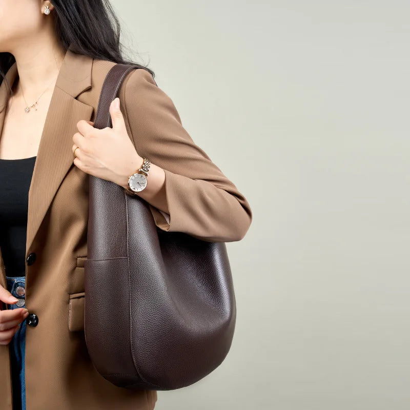 High Quality Genuine Leather Tote Bag Large Capacity Simple Shoulder Handbag for Women