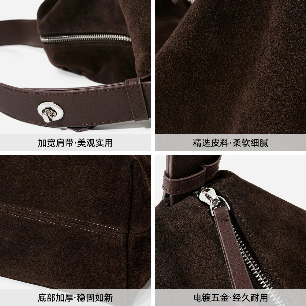 Hot Sale Genuine Leather Women's Tote Bag Large Capacity Shoulder Bag Work Handbag Underarm Bag 