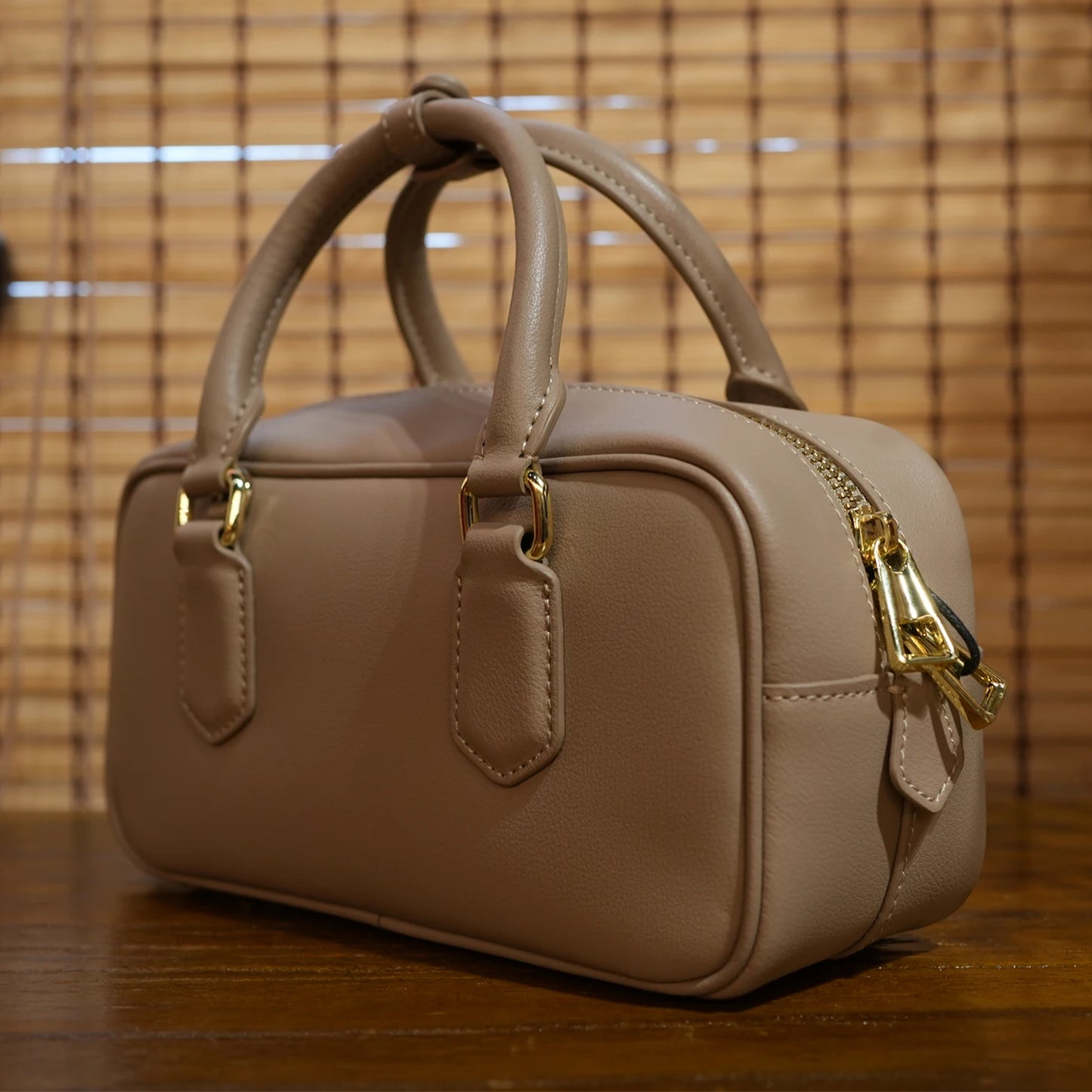 Boston Handbag Vintage Bowling Bag Fashionable Pillow Bag Genuine Leather Single Shoulder Crossbody Bag