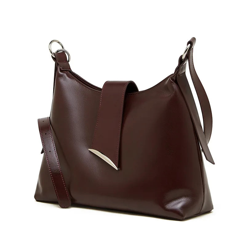 Genuine Leather Women Tote Bag Large Capacity Shoulder Crossbody Bag Elegant Luxury Hobo Handbag 2025 New Fashion