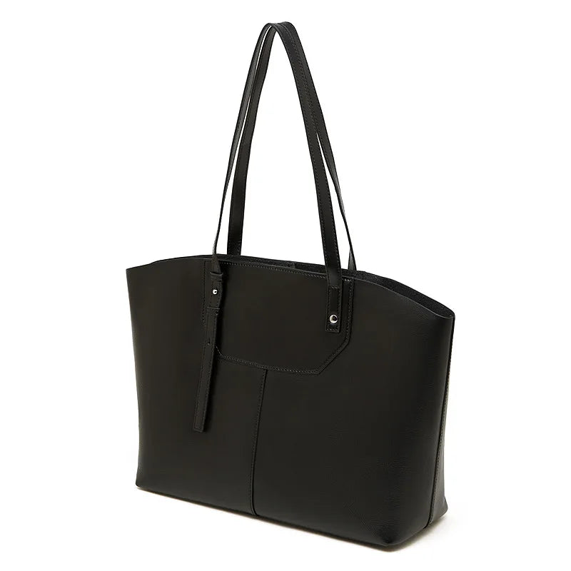 Autumn Winter New Genuine Leather Large Capacity Commuter Women Tote Bag Shoulder Underarm Bag