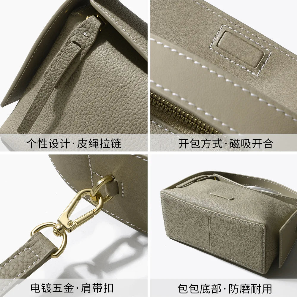 New Genuine Leather Shoulder Bag Vintage Commuter Soft Leather Top Handle Casual Fashion Tote Bag 