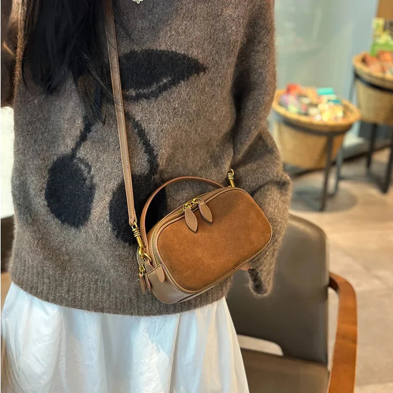 2025 Summer Women Leather Handbag Small Shoulder Crossbody Bag Retro Fashion Tote Purse