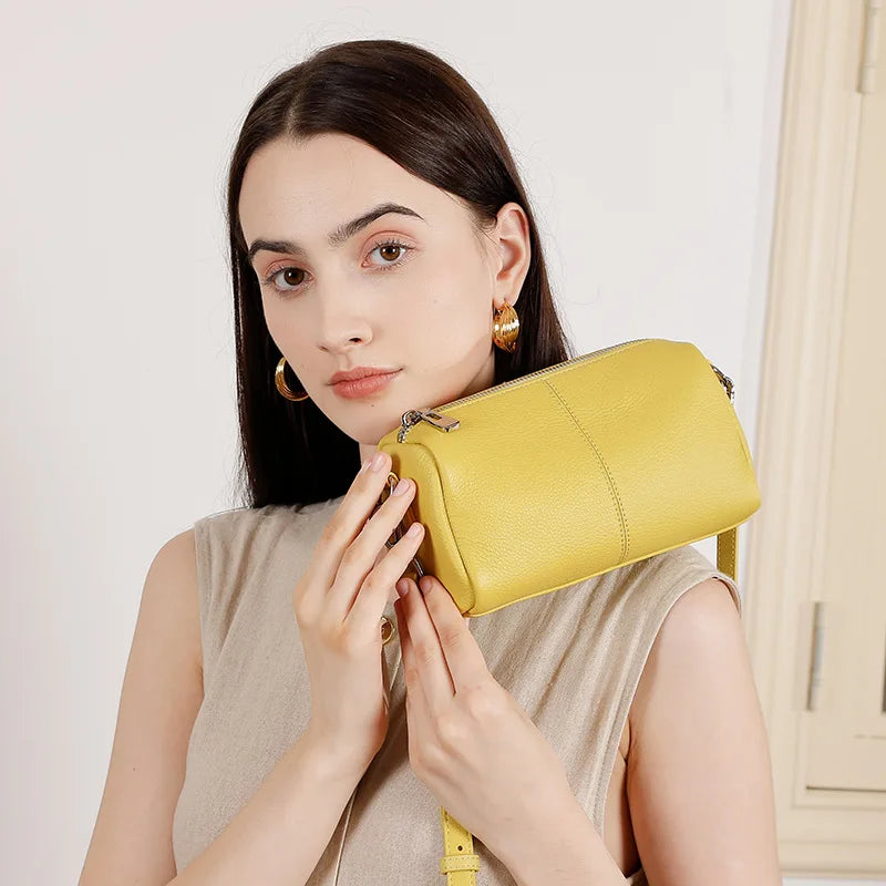 Cylinder Pillow Bag Soft Cowhide Shoulder Bag 2025 New Small Handbag Underarm Commuter Bag