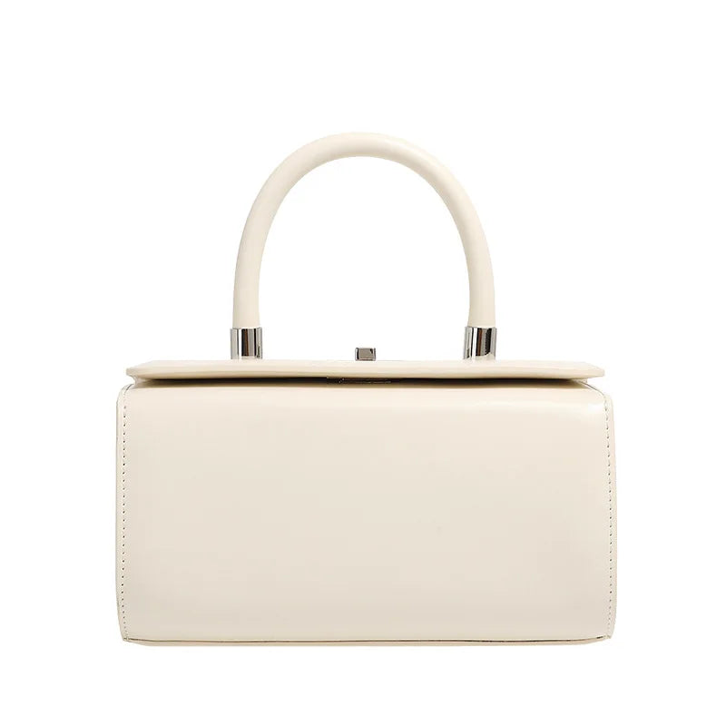 Cowhide Square Bag Women's Genuine Leather Handbag Simple Shoulder Crossbody Bag Ladies Top-Handle Bags