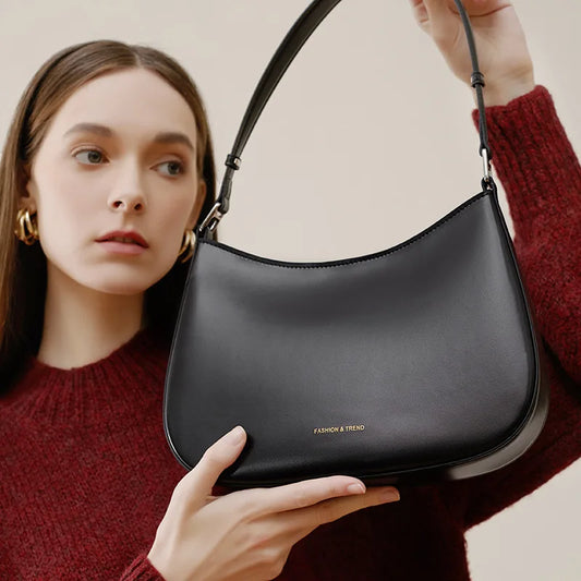 High End Genuine Leather Women's Shoulder Bag 2025 Spring Summer Niche Design White Fashion Underarm Bag