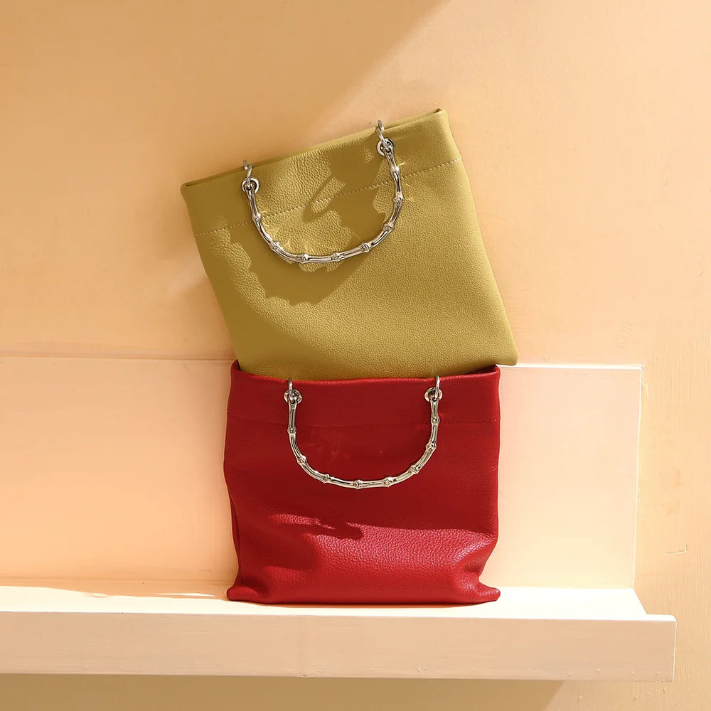 Genuine Leather Women's Crossbody Bag Soft Cowhide Chain Shoulder Tote Bag Small Designer Handbag