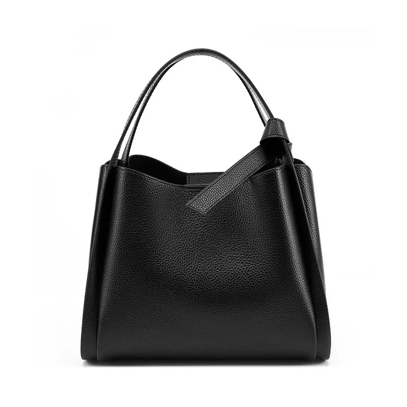 Genuine Leather Tote Bag for Women 2025 New Bucket Shoulder Bag Elegant Handbag Gift for Mom